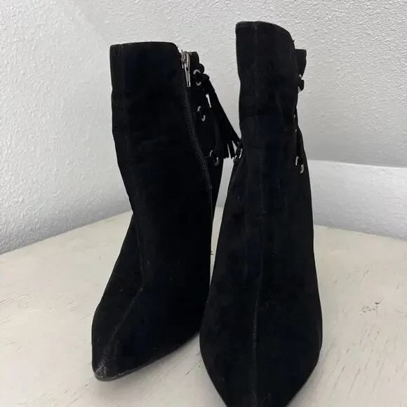 Anne Michelle Lonestar-11 black faux velvet stiletto heel boot size 10 - Picture 4 of 9